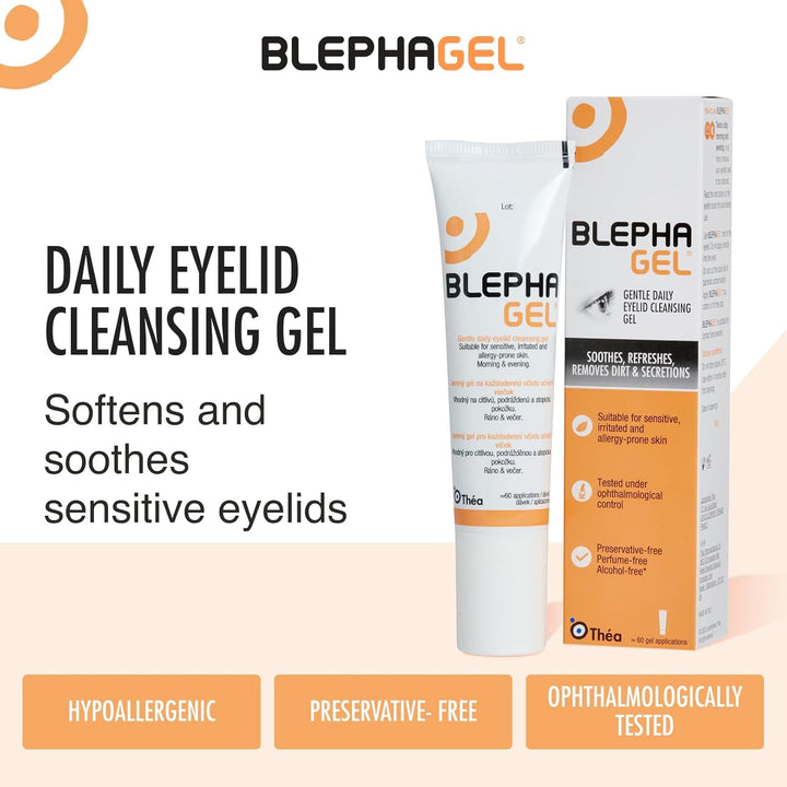 Blephagel Daily Eyelid Cleansing Gel | Gentle, Soothing Cleanser for Suitable for Sensitive Eyelids | Preservative-Free & Hypoallergenic Formula | 30G Tube