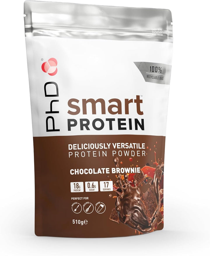 Smart Protein, Versatile Shake, Ideal for Shakes, Baking and Deserts, Chocolate Brownie Flavour, 17 Servings per 510 G Bag