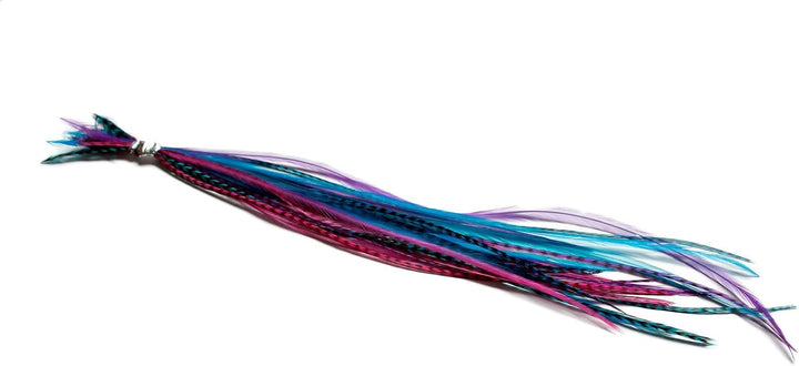 15 Long Natural Feather Hair Extensions with Rings & Application Loop (B Grade) - Berry