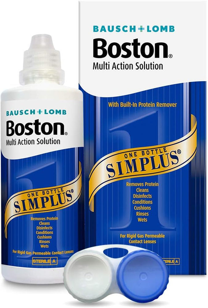 Simplus Multi-Action Solution, 120Ml Contact Lens Solution for Rigid Gas Permeable Contact Lenses - Clean, Disinfect, & Condition with Lens Case