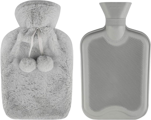 Hot Water Bottle with Cover - 1.8L Soft Fluff Hot Water Bottle, Comfortable, Safety, Heat Retention Good Performance, Warm in Winter, Suitable for Children, Baby, Adult, the Best Winter Gifts