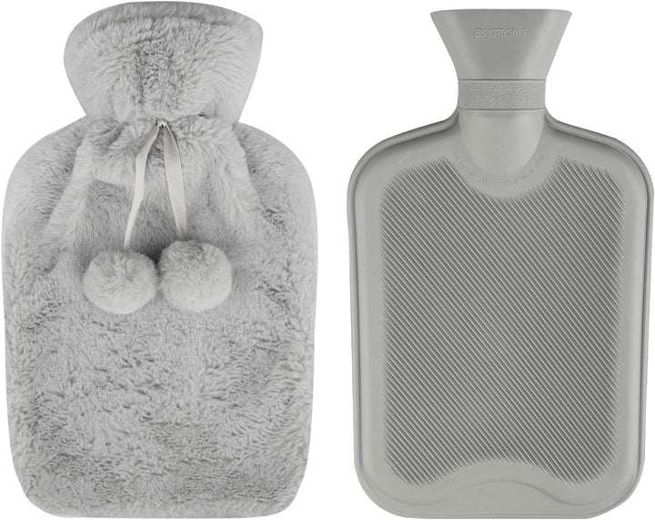Hot Water Bottle with Cover - 1.8L Soft Fluff Hot Water Bottle, Comfortable, Safety, Heat Retention Good Performance, Warm in Winter, Suitable for Children, Baby, Adult, the Best Winter Gifts