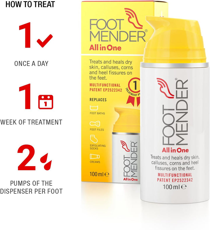 All in One | Treats and Heals Dry Feet, Hard Skin (Calluses), Corns and Cracked Heels (Heel Fissures) | Significant Effect after First Treatment | 100Ml