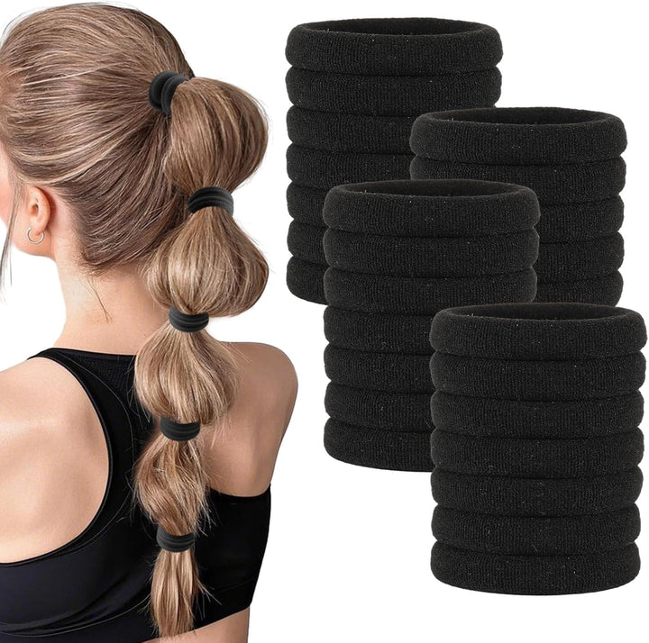 35PCS Hair Ties for Women, Smooth and Thick Black Hair Bands, Durable Elastic Hair Ties for Secure Ponytail Holding (Black)