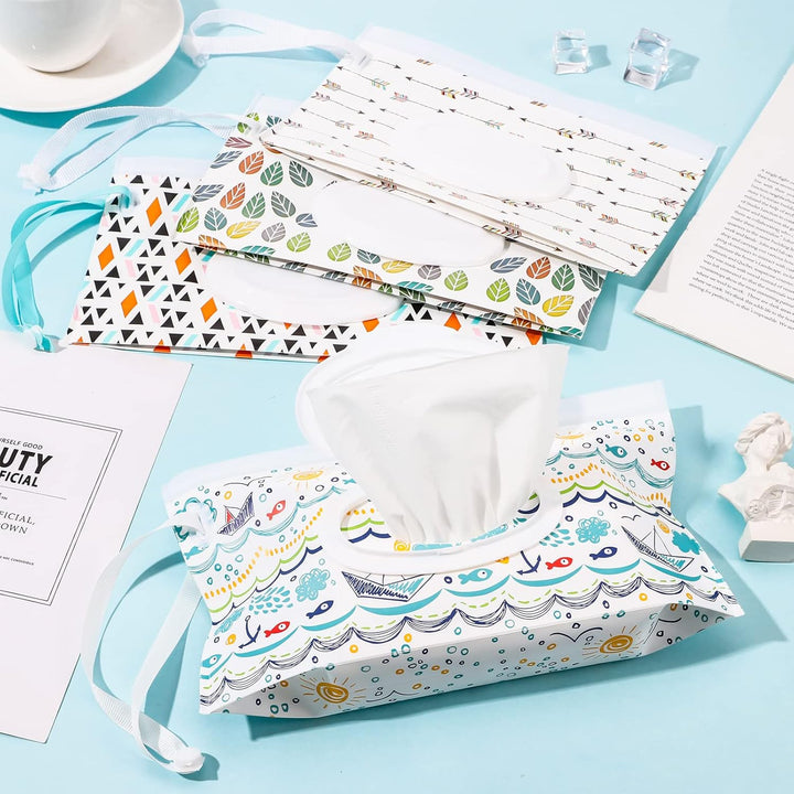 4 Pack Wet Wipe Pouch, Extra Large 10" X 6" Reusable Baby Wipe Case Refillable Wipes Dispenser Travel Container Wipes Bag for Baby and Adult (Colorful)