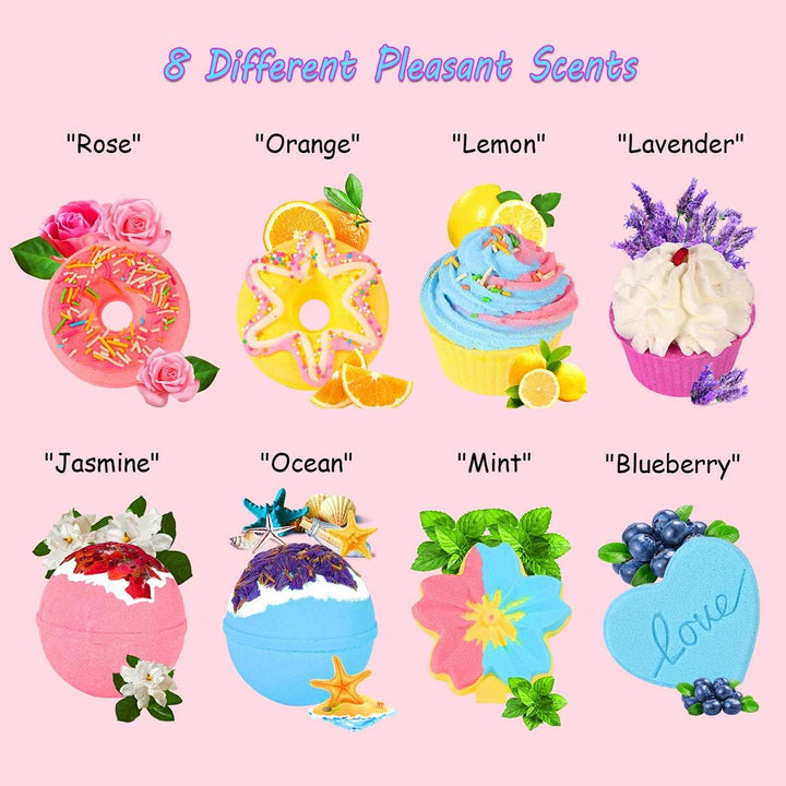 Bath Bombs, 8 Large Bath Bombs Set for Women.Organic Natural Handmade Aroma Pure Essential Oil Bubble Bath Balls.Fragrant Spa to Moisturize Dry Skin.Birthday, Mothers Day Present