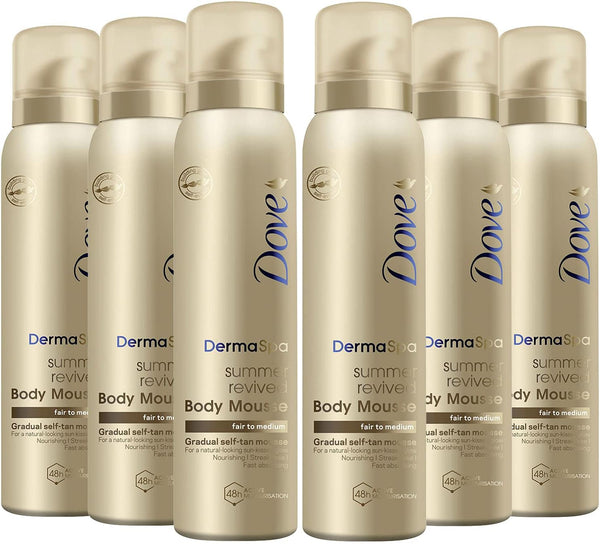 6 Pack of  Dermaspa Summer Revived 48 Hours Active Moisturisation Fair to Medium Body Mousse 150Ml