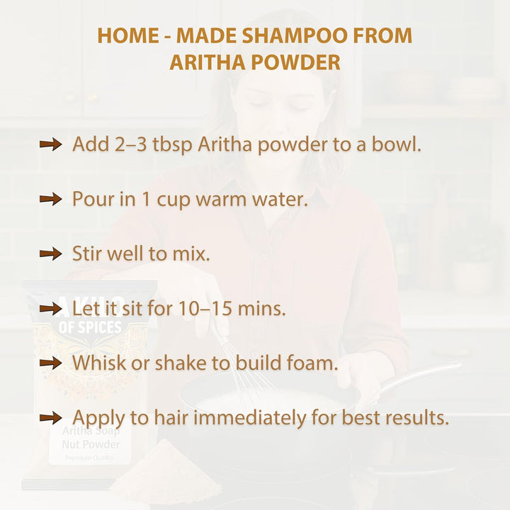 | Aritha Soap Nut Powder 1Kg | Premium Quality Reetha Powder | 100% Natural Ayurvedic Shampoo Substitute | Instant Herbal Hair Cleanser for Easy Home Preparation