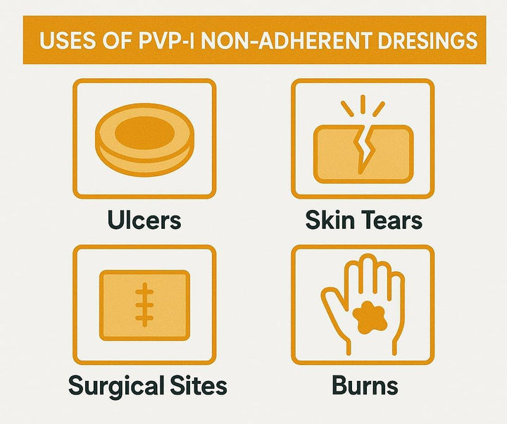 Pack of 10 Inadine Dressings - Non-Adherent Pads for Wound Care & Infection Prevention | Sterile Pads | Infection Management