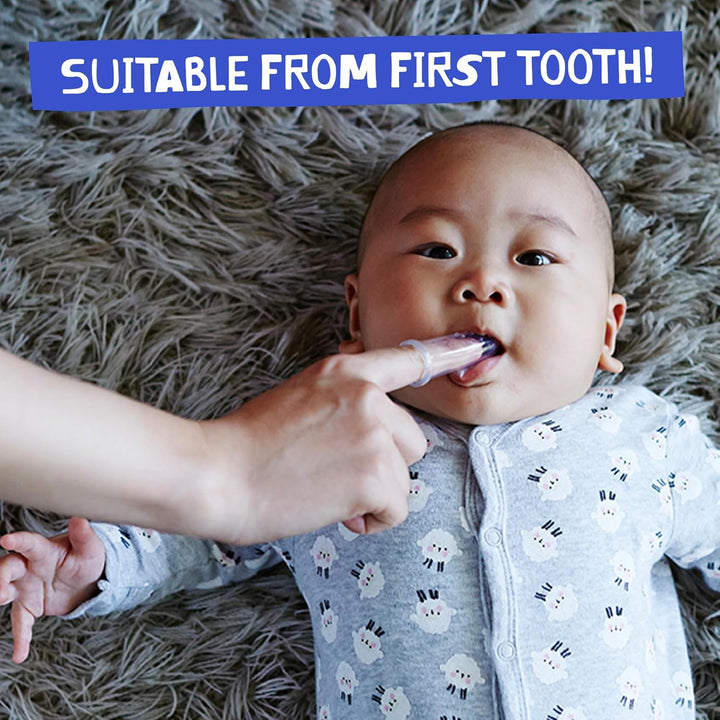 Soft Silicone Baby Finger Toothbrush - Baby Toothbrush for 6 to 12 Months, Gentle Oral Cleaning, Travel Size, 2 Brushes plus 1 Case, Easy to Clean