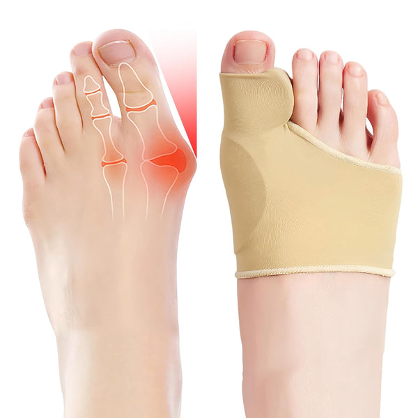 2 Pairs Bunion Corrector, Big Toe Separators Gel Pads Support for Hallux Valgus Correction Big Toe Straightener Protector Bunion Pain Relief, Toe Spacers for Men & Women Day Night Wear, Beige