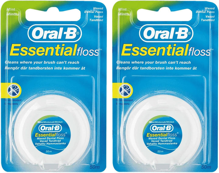 | Oral Essential Floss, Waxed Mint Flavor, 50M, Pack of 2