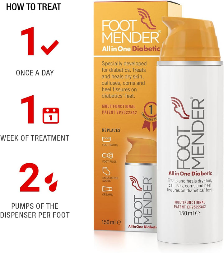 All in One Diabetic | Medically Proven, an Effictive Foot Cream | Treat and Heal Your Dry Feet, Hard Skin, Corns and Cracked Heels | Significant Effect after First Treatment | 150 Ml