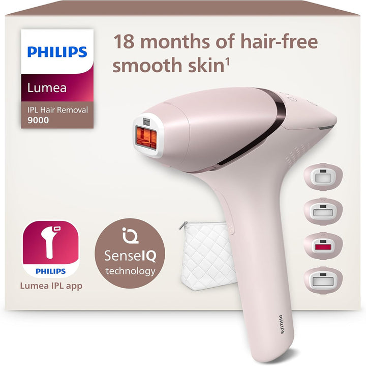 Lumea 9000 Series IPL Hair Removal Device - Laser Hair Removal Alternative, Senseiq Technology, 3 Attachments for Body, Face and Precision Areas, Corded & Cordless Use, Model BRI955/00
