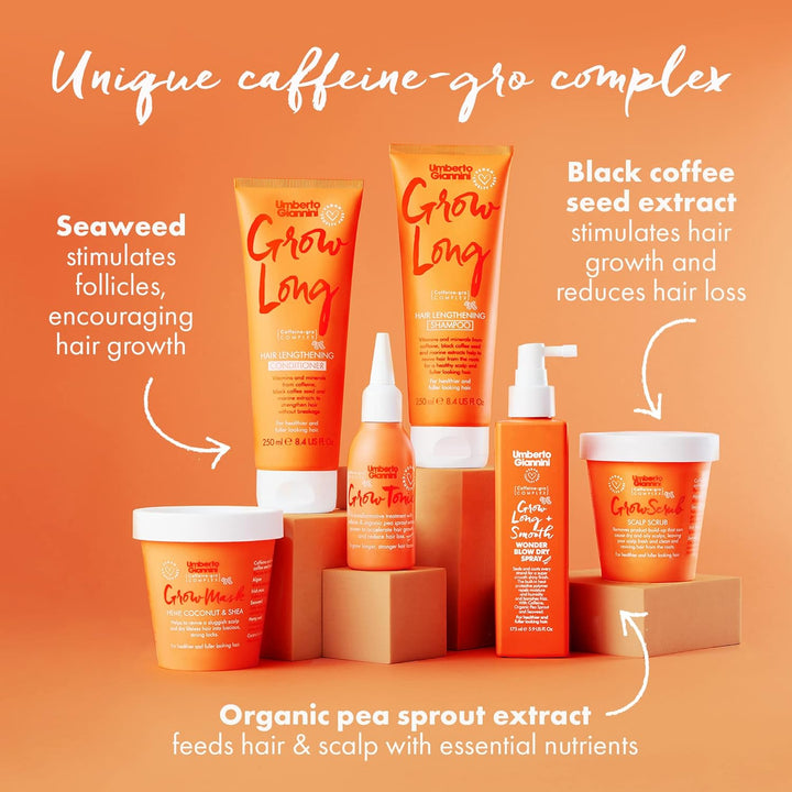 Grow Tonic - Vegan & Cruelty Free Hair Growth Treatment - Unique Gro-Complex with Caffeine Reduces Hair Loss within Two Weeks - Bio-Active Natural Ingredients - 75 Ml