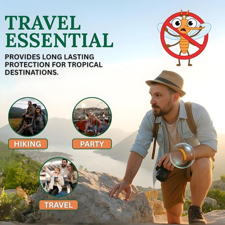 Mosquito Repellent Bracelet 12 Pcs, Adjustable Leather Band, Deet Free Travel Essentials, Insect Repellent Bracelet - 350 Hours Mosquito Repellent, Natural Anti-Mosquito Suitable for All Ages.