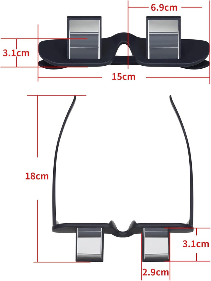 Lazy Glasses 90° Laying down Prism Glasses Horizontal Bed Reading Glasses High Definition for Reading Watching TV Phones -Small