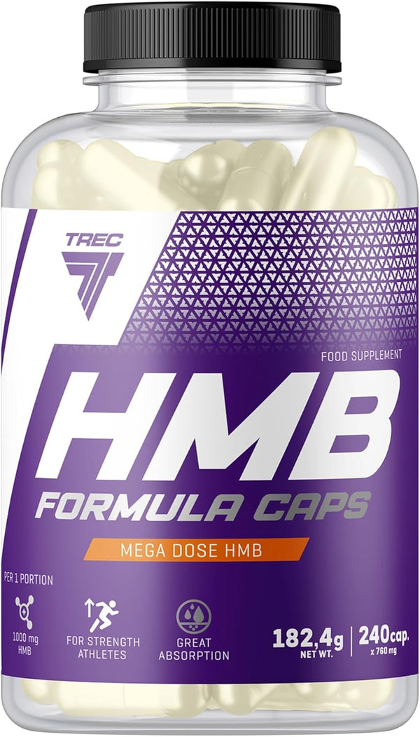 HMB Formula Caps - Powerful Anticatabolic Supplement for Lean Muscle Gain, Fat Reduction, and Enhanced Stamina - Hydroxymethylbutyrate (HMB) Metabolic Support - 240 Capsules