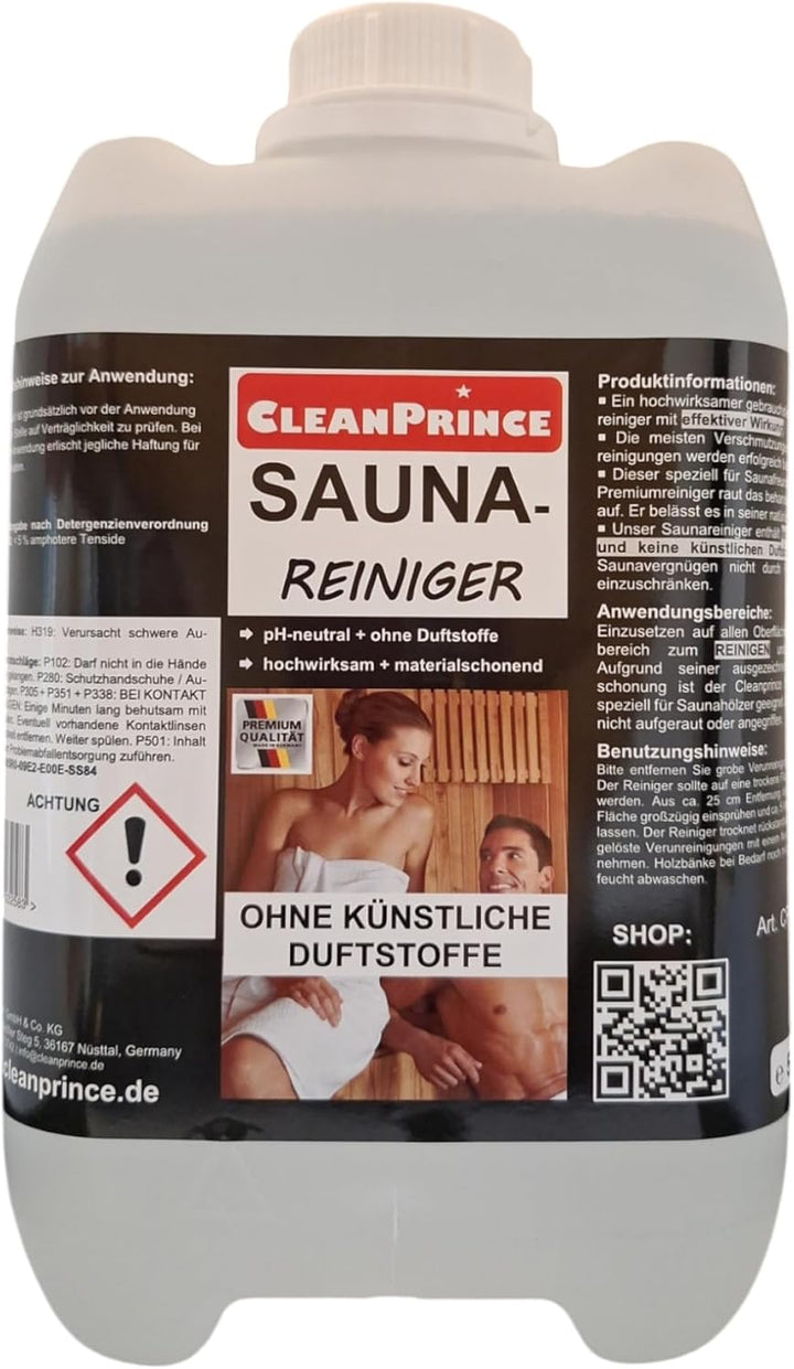Sauna-Cleaners Liquid 5 Liter Saunaholzreiniger Wood Cleaner Disinfection Sauna Saunadesinfektion Right Away Ready to Use Refill Canister
