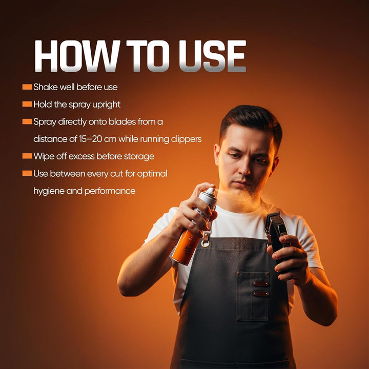 Clipper Spray 400Ml – 5-In-1 Lubricates, Cleans, Disinfects, Cools & Anti-Rust | Disinfectant Spray for Hair Clippers, Trimmers, Electric Shavers, Barber Use