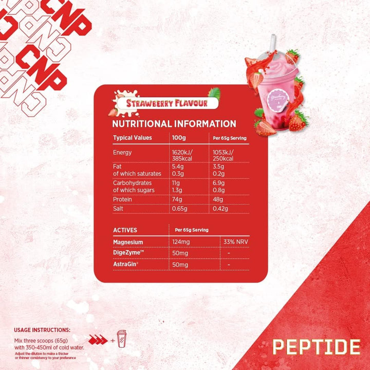 Peptide, High Protein 48G Premium Timed Release Protein Blend, Micellar Casein, Digestive Enzymes, 2.2Kg, 6 Flavours Available (Strawberry) Casein protein, Slow-digesting protein, Protein supplement, Protein powder, Muscle recovery protein, Fitness protei
