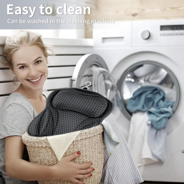 Bath Cushion,  Bath Cushion 4D Mesh Headrest with 6 Non-Slip Suction Cups Can Support Head, Neck, Back, for Bathtub, Home Spa