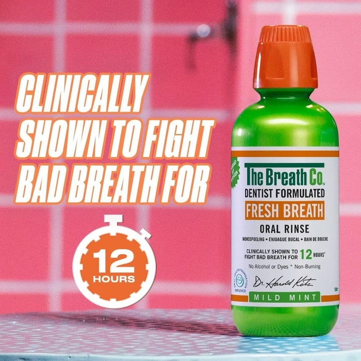 Alcohol Free Mouthwash - Dentist Formulated Oral Rinse for 12 Hours of Fresh Breath - Mild Mint Flavour, 500Ml