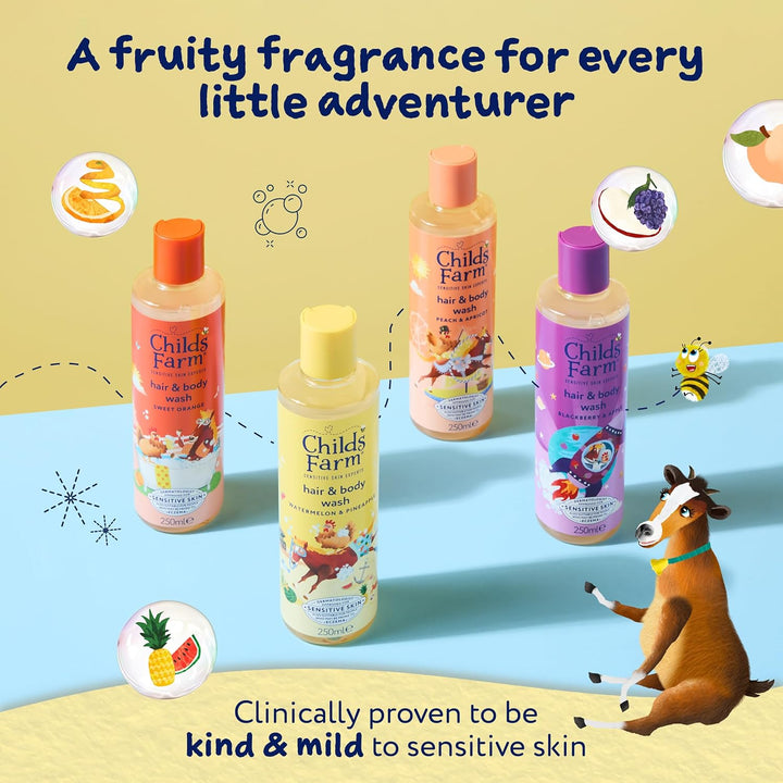 Kids Hair & Body Wash, Watermelon & Pineapple | Tear-Free, Gently Cleanses | Suitable for Dry, Sensitive Skin, 250Ml