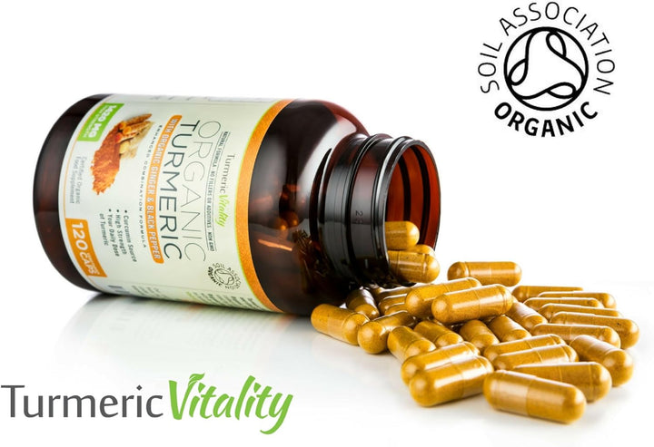 Organic Turmeric Curcumin Capsules 1420Mg High Strength Serving with Black Pepper & Ginger for Maximum Absorption of Curcumin | 120 Veg Capsules - Certified Organic Supplement