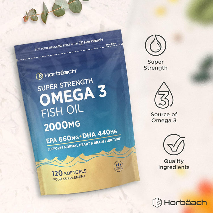 Omega 3 Capsules High Strength 2000Mg with 660Mg of EPA and 440Mg of DHA | 120 Softgels | Natural Source of Omega 3 Fish Oil | by