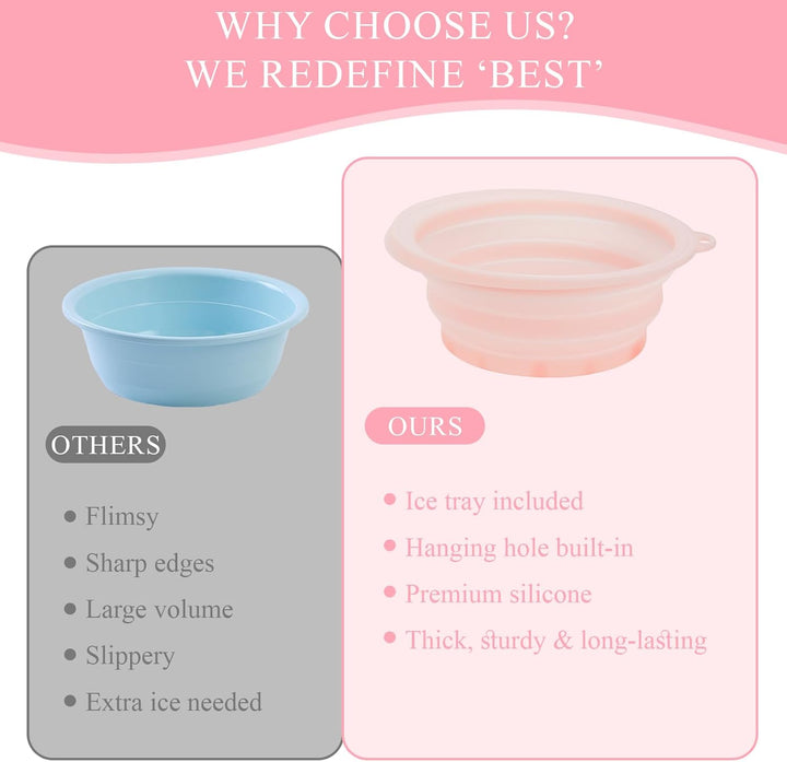 Silicone Ice Bowl for Face, Portable Ice Bath Face Bowl, Foldable Facebowl with Built-In Icetray, Quick Cooling Facial Washing Basin for Puffiness Relief, Soothe Skin, Bathroom Accessories