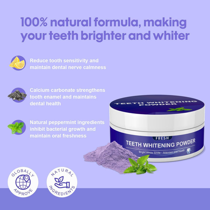 Teeth Whitening Powder - Enamel-Safe & Sensitivity-Free Natural Tooth Whitener for Coffee, Wine, Smoking Tea – Brighten Your Day, 1.7 Oz