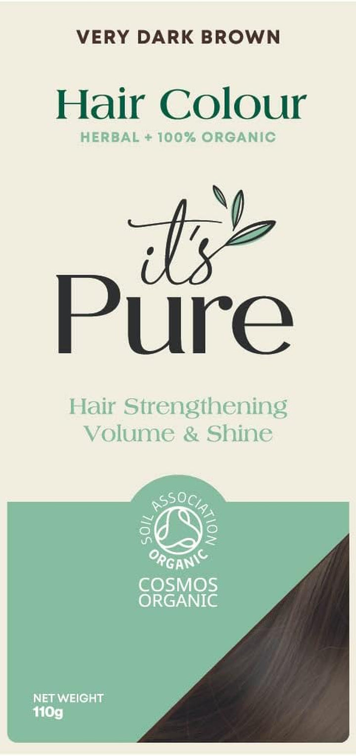 Organic Henna Hair Dye Very Dark Brown | 100% Natural, Vegan, & Gluten Free | PPD Free Hair Dye, Ammonia Free, Resorcinol Free, & Peroxide Free | Volumising, Strengthening, & Revitalising |