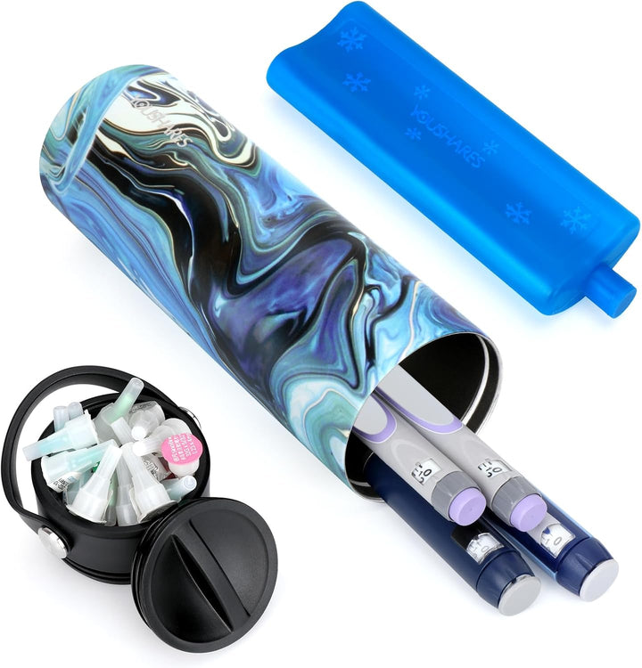 Insulin Cooler Travel Case - Handy Medication Insulated Diabetic Carrying Cooling Bag for Insulin Pen, Glucose Meter and Diabetic Supplies with 3 Cooler Ice Pack (Black)