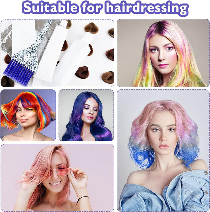 6-Piece Hair Dye Brush Set - Soft Bristle Tint Brushes with Glitter Handle for DIY Salon Hair Dyeing, 3 Colors