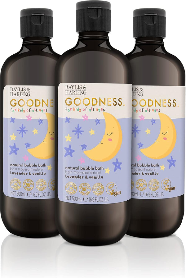 Goodness Kids Lavender & Vanilla Natural Bubble Bath, 500 Ml (Pack of 3) - Vegan Friendly