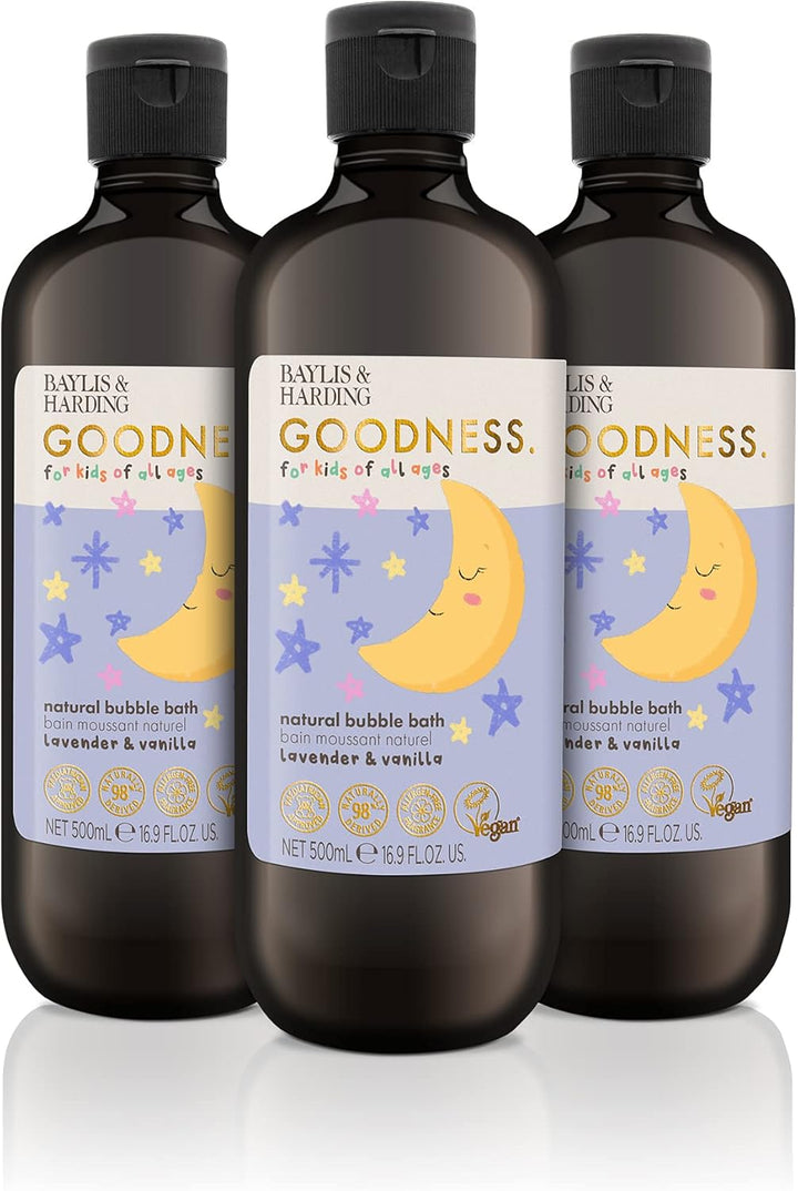 Goodness Kids Lavender & Vanilla Natural Bubble Bath, 500 Ml (Pack of 3) - Vegan Friendly