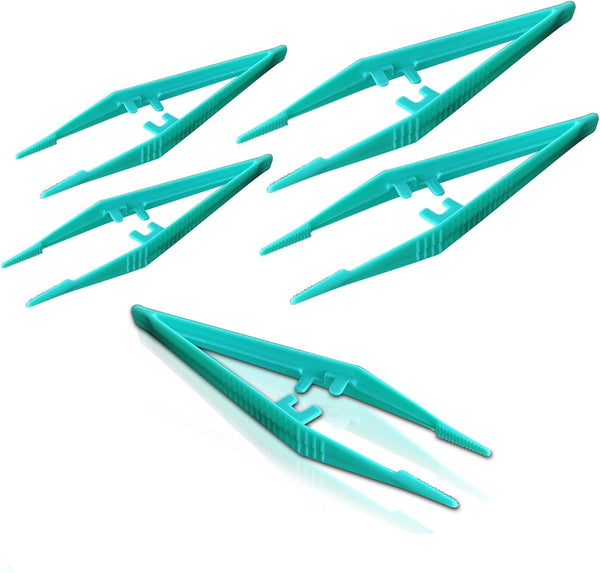 5 Pack -Re-Usable Plastic Tweezers - Ideal for Health & Beauty First Aid Medical DIY Arts & Crafts,Plastic Tweezers for Kids