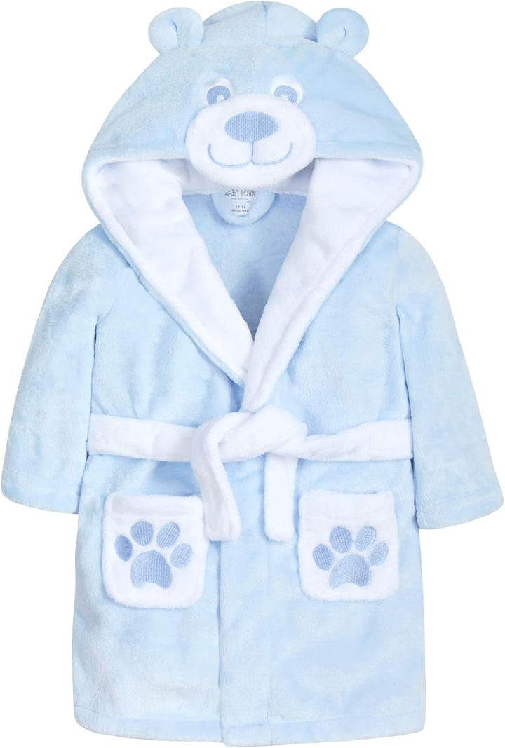 Baby Boys & Girls Teddy Bear Novelty Hooded Dressing Gown with Pockets and Ears