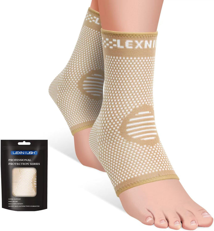 2 Pack Ankle Support for Sprained Ankle, Plantar Fasciitis Relief Achilles Tendonitis Support, Ankle Brace Support for Men & Women, Ankle Compression Socks Support for Ligament Damage, Sports