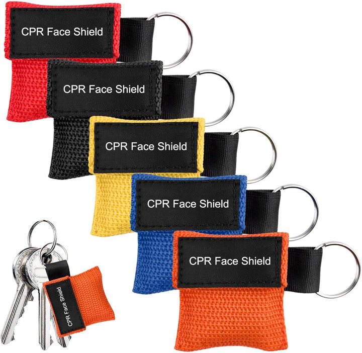 CPR Face Shields Keyring,4 Pcs with Breathing Choking Rescue Device,Portable CPR Mask Keychain,Emergency anti Choking Device UK for Accident Prevention Ventilation Face Shield First Aid