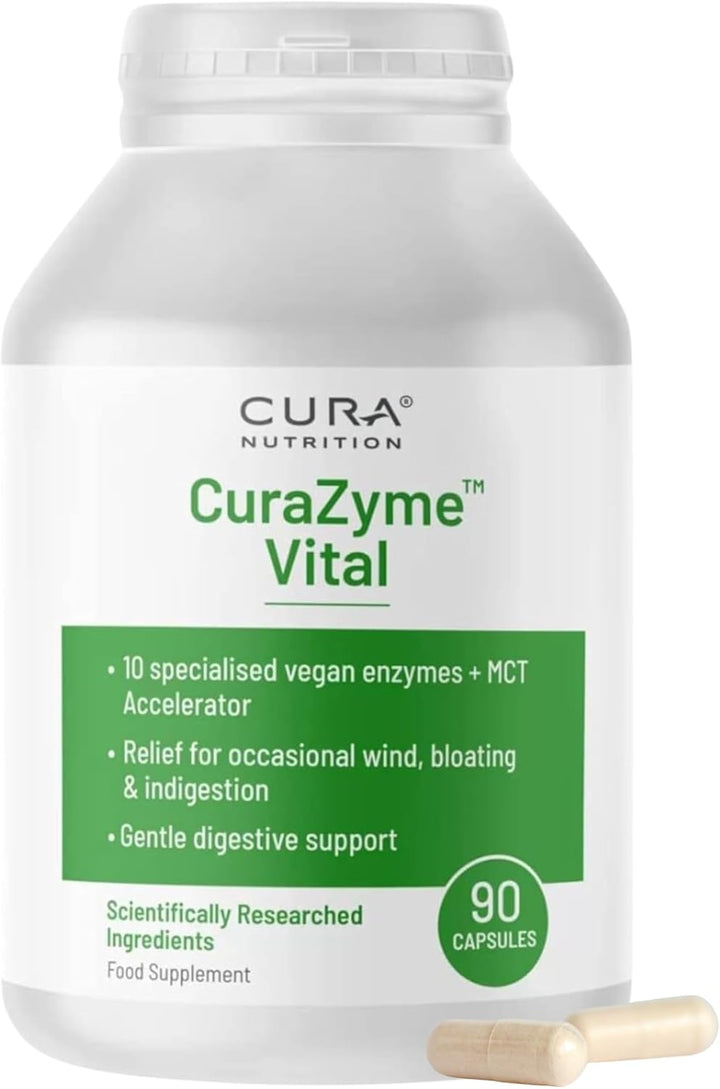 CURAZYME Tolerance (30 Capsules) Food Intolerance Digestive Enzymes Supplement for Gut Health Support, Broad Spectrum Enzyme Complex for Bloating, Heartburn, Digestion Relief, Vegan