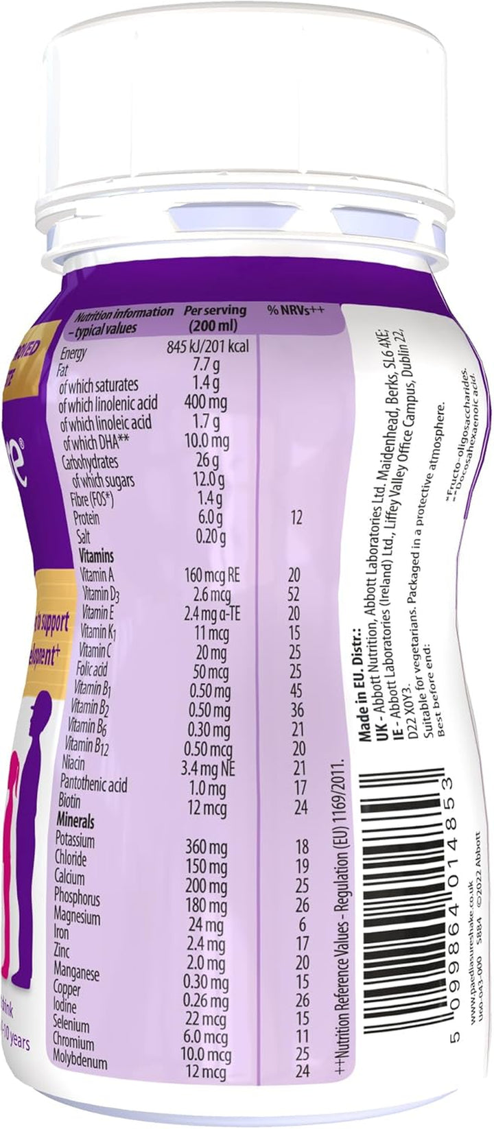 Ready-To-Drink Bottles, 4 X 200Ml, Chocolate Flavour, Supplement for Kids with 26 Vitamins and Minerals, Vitamin D, Iron and Protein, Supports Kids’ Healthy Growth and Immunity