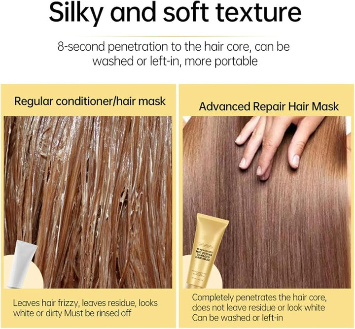 Hair Dye Repair and Deep Moisture Mask,8 Seconds Revitalizing Hair Mask,Deep Moisture Repair Conditioner,Instantly Smooths Frizz Daily Care
