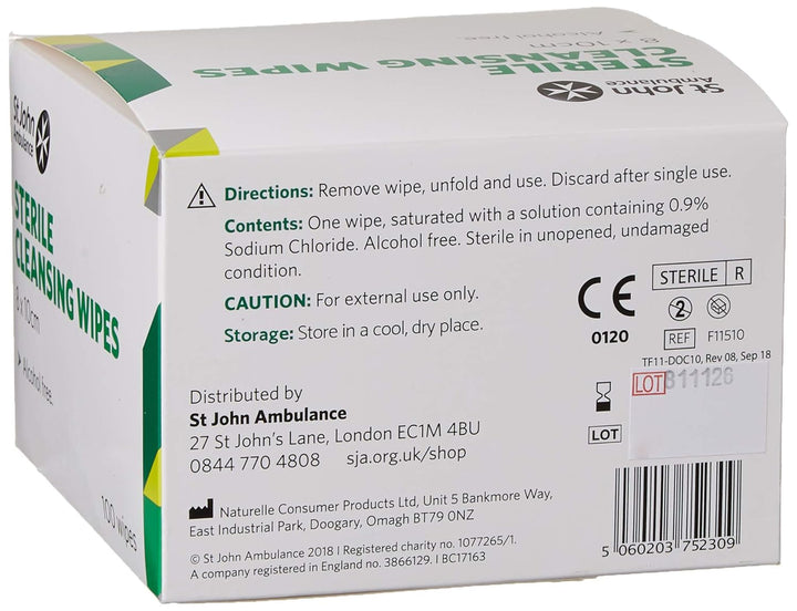 F115100 Sterile Cleansing Wipes, Pack of 100