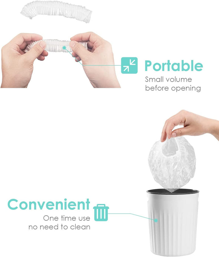 Shower Cap Disposable, 100 PCS Shower Caps Large&Thick Waterproof Clear Plastic Elastic Hair Bath Caps for Women Kids Girls, Hotel and Hair Solon, Travel Spa, Home Use