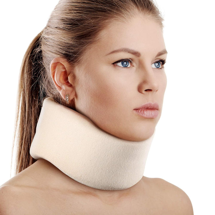 Soft Foam Neck Brace Universal Cervical Collar, Adjustable Neck Support Brace for Sleeping - Relieves Neck Pain and Spine Pressure, Neck Collar after Whiplash or Injury (Black, 2.5" Depth Collar, L)