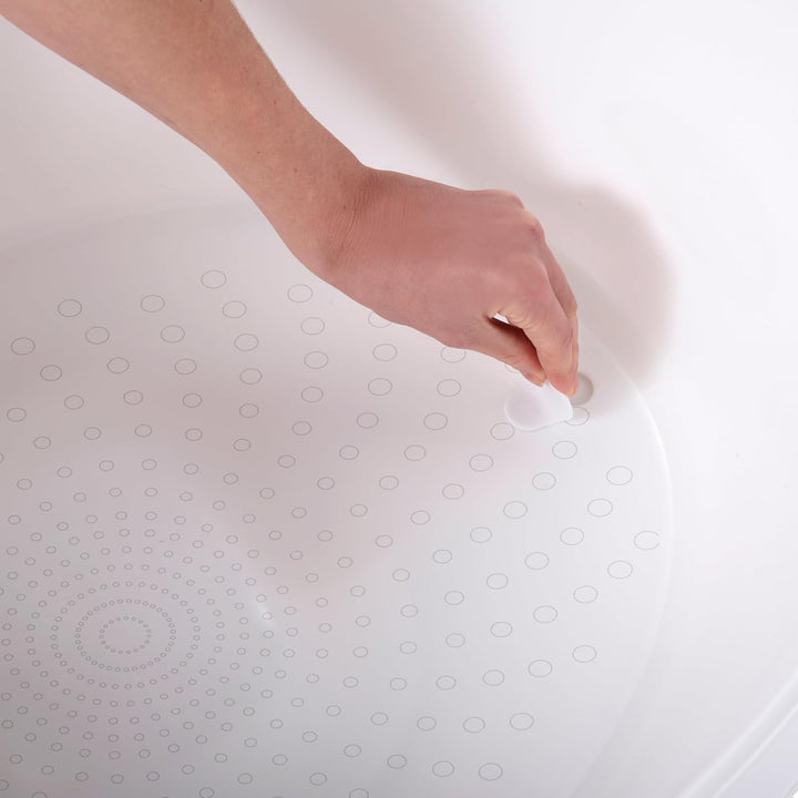 Toddler Bath Tub | Larger Bath for Bigger Kids at Bathtime | Includes Warm and Soft Foam Backrest | Grippy Anti-Slip Surface | Includes Easy Drain Bath Plug | White with Light Grey Backrest