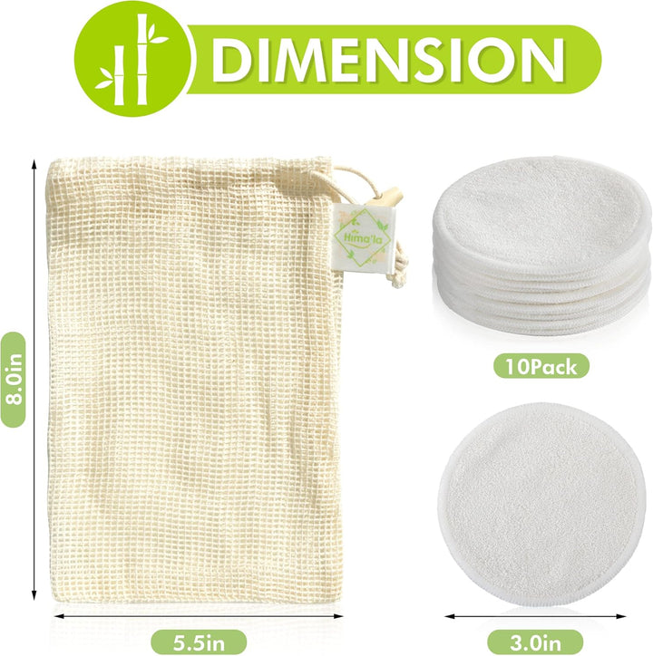 12 Pcs Reusable Makeup Remover Padswith Washable Laundry Bag | Bamboo Reusable Make up Remover Pads - Eco Friendly Soft & Gentle Reusable Cotton Pads Makeup Remover (Pack of 12)