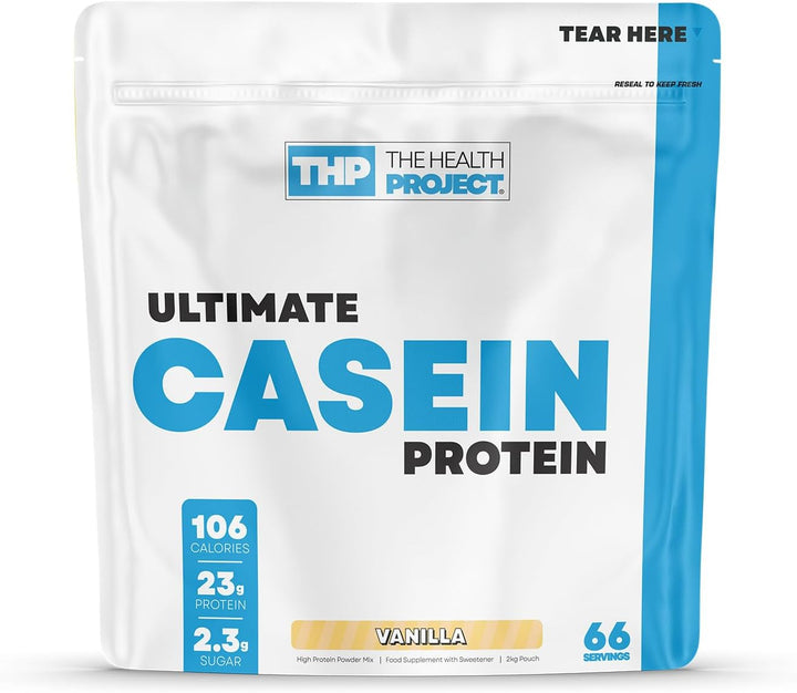 Ultimate Casein Protein - Health-Conscious Slow Digesting Supplement | over 23G Protein | Low Carbs, Low Fat 2Kg (Vanilla) Casein protein, Slow-digesting protein, Protein supplement, Protein powder, Muscle recovery protein, Fitness protein, High protein,